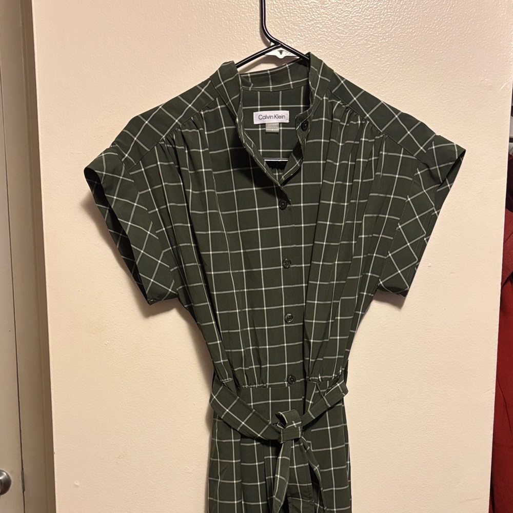 Calvin Klein Olive Checkered Dress